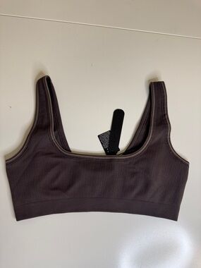 Nike Skims Phoenix Truffle Ribbed Seamless Micro Scoop Bra Medium NWTs